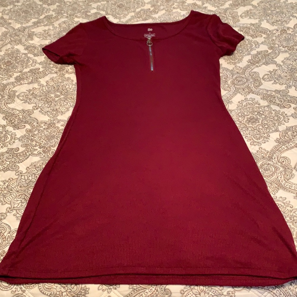 Dress- SO- Red -Scarlet- Medium- Polyester/Rayon